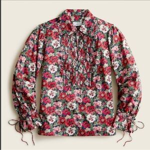 J Crew Scalloped Sleeve Top  Liberty Poppy Amelie floral